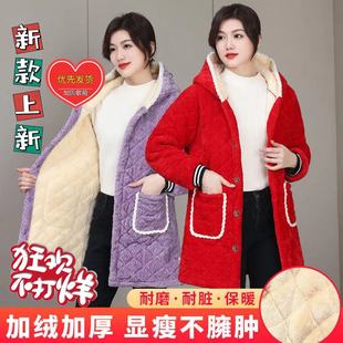 冬天罩衣加绒成人工作服家用厨房长袖 围裙男女加厚大褂可外穿外套