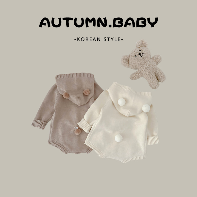 韩国婴儿衣服秋冬ins儿童宝宝针织毛线连体衣秋季新生儿哈衣可爱