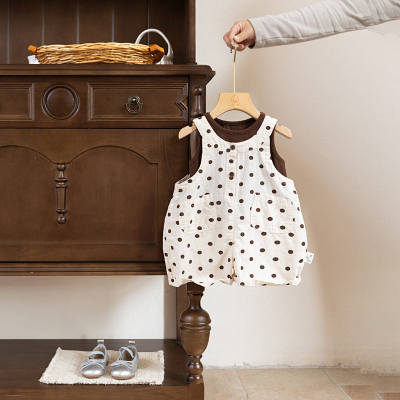 婴儿衣服夏季女宝宝背带裤套装新款洋气婴幼儿薄款夏装时髦两件套