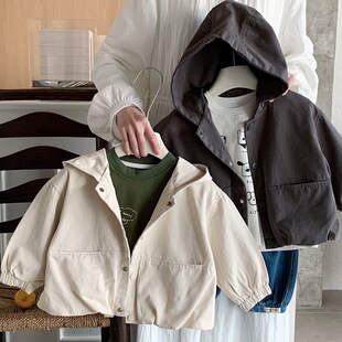 儿童连帽外套2026春秋男童痞帅洋气小童春装上衣宝宝日系潮牌夹克