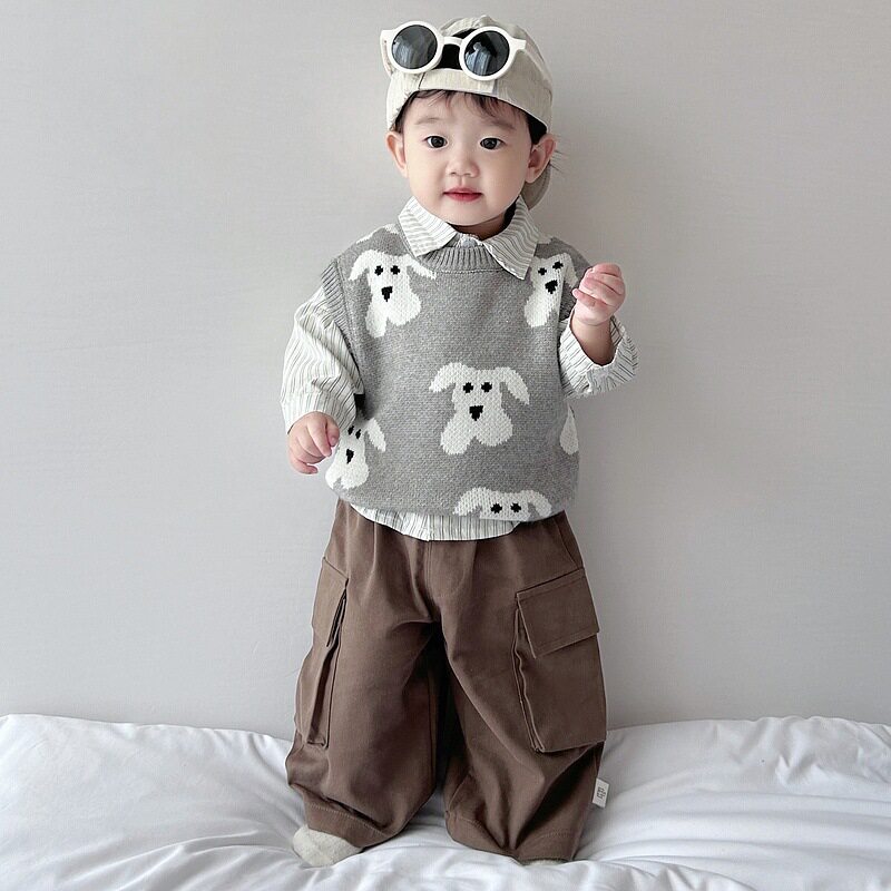 韩版春秋马甲婴儿动物毛衣男童时尚坎肩女童洋气背心宝宝针织上衣