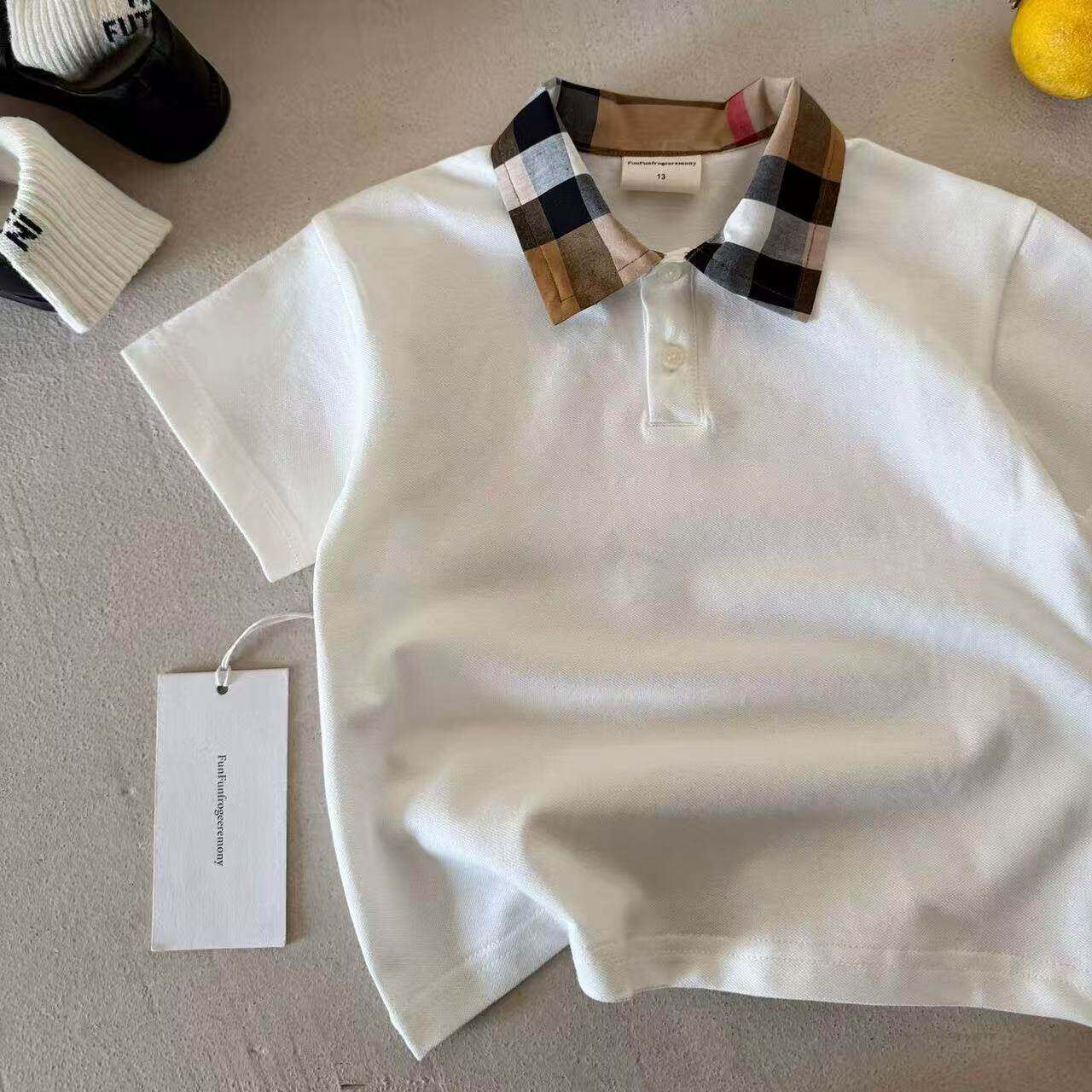 儿童POLO衫男短袖2026夏季新款小童装格子上衣宝宝翻领T恤女薄款