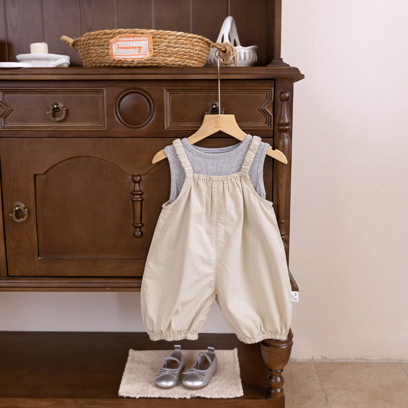 婴儿衣服夏季女宝宝背带裤套装新款一岁婴幼儿薄款夏装洋气两件套