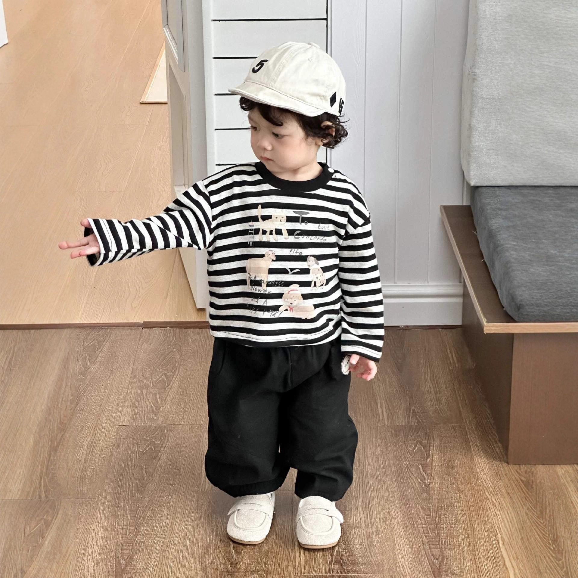 儿童条纹卫衣牛仔裤两件套春季2026新款宝宝衣服韩版童装男童套装