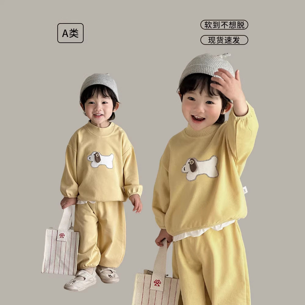 儿童套装春装2026新款男女宝宝卡通卫衣裤子春季婴儿衣服两件套a
