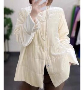 温柔典雅~~浅米色宽松棉衣慵懒气质外套女A22112