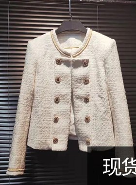 长袖双排扣设计小香风短款外套女2025设计感小众短上衣A60561