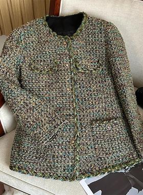 2025春秋新款女装粗花呢织带边圆领短款小香风外套气质名媛A78056