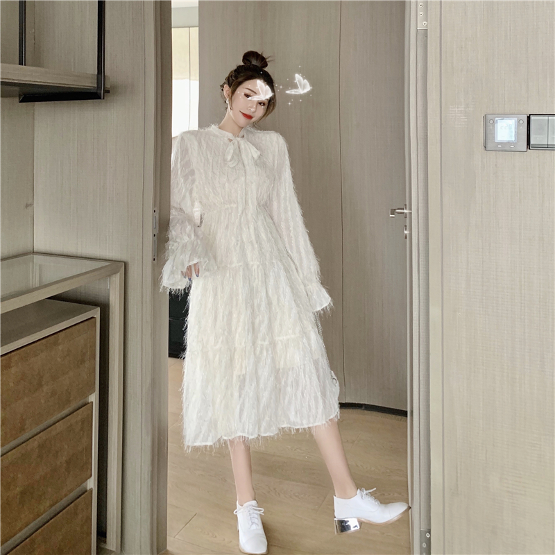 Real price real French dress women's net red dress mid length knee length Winter Fairy skirt trend