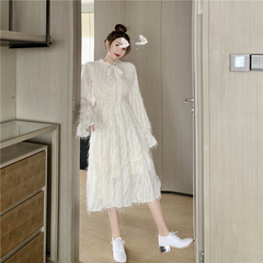 Real price real French dress women's net red dress mid length knee length Winter Fairy skirt trend