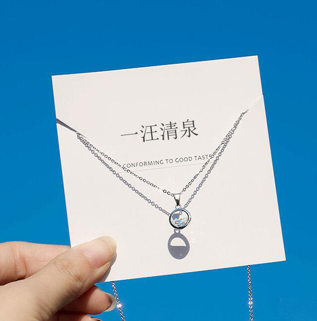 s925純銀一汪清泉項鏈女時尚簡約氣質圓形吊墜韓版鎖骨鏈七夕禮物
