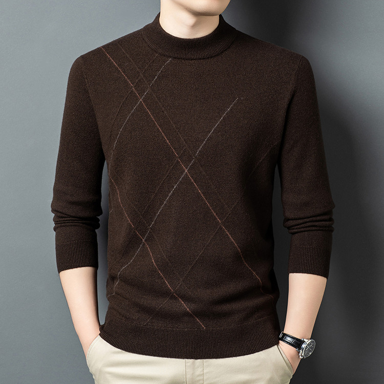 皮尔卡丹正品100%纯羊绒衫男款休闲半高领保暖男士毛衣羊毛打底衫