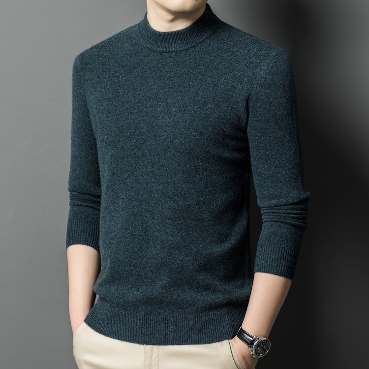 皮尔卡丹100%纯羊毛衫男冬季新款加厚中年套头针织打底毛衣羊绒衫