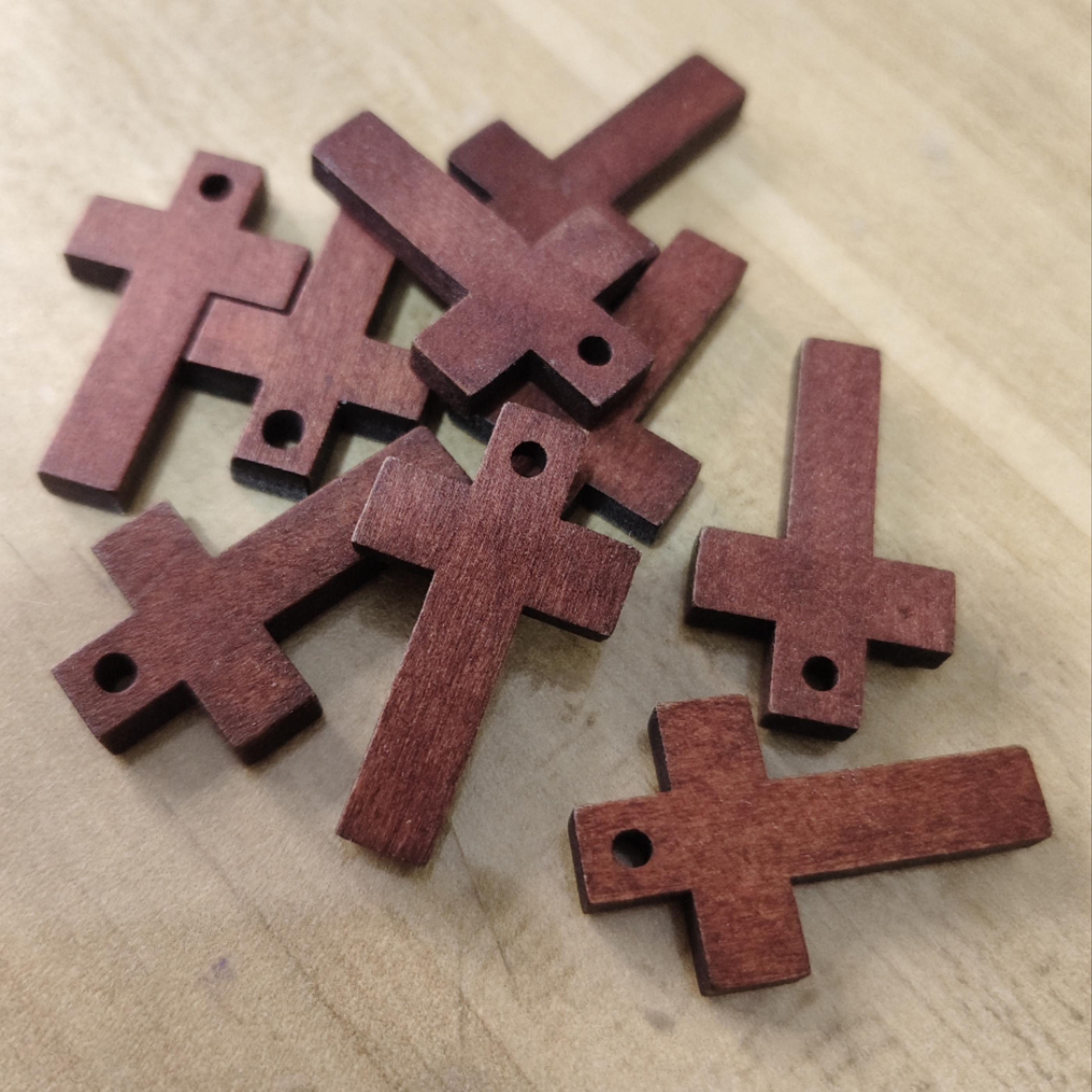 小号咖啡色十字手工耳环材料