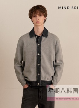 直邮韩国代购 Mind Bridge25秋男士拼接宽松针织开衫MZCD6101