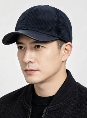 封口短檐棒球帽中老年羊皮鸭舌帽休闲户外时尚百搭韩版真皮帽子潮