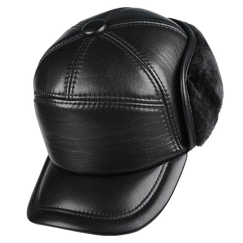 皮帽子男真皮冬季中老年爸爸冬帽护耳防寒老头棉帽保暖老人帽爷爷
