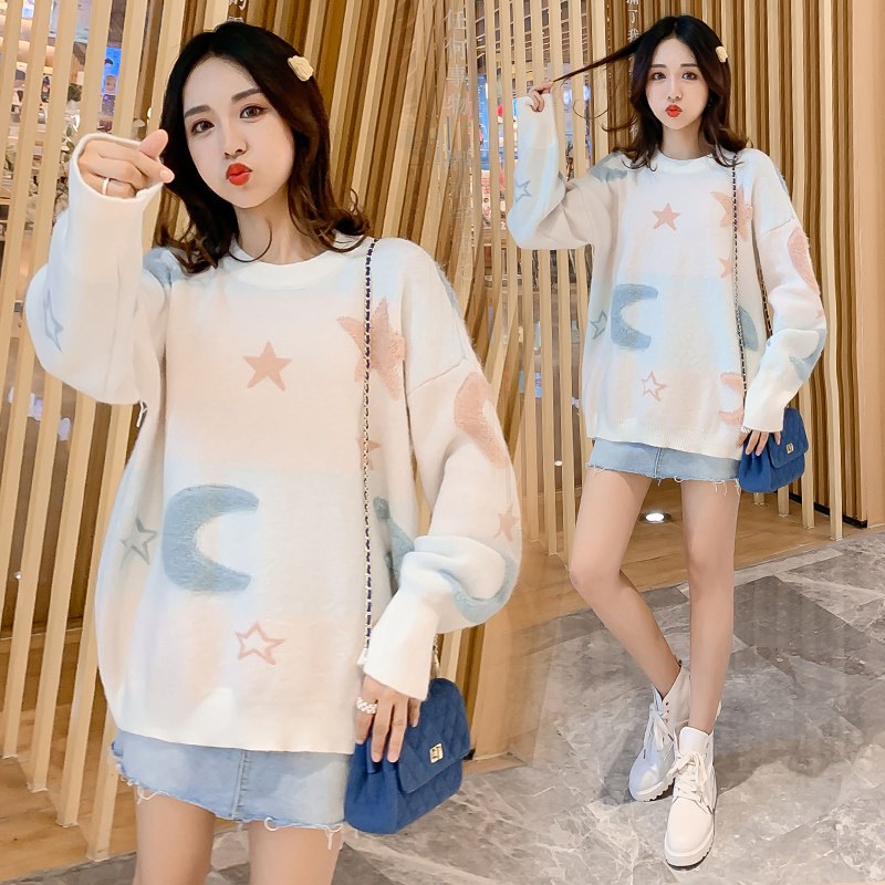 엔젤마미 임산부복 가을패션 나들이 미드기장 라운드넥 풀오버 맨투맨 빅사이즈 임부복 트렌디