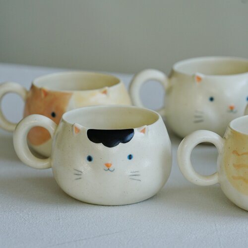 叶子手作原创小清可爱猫咪马克杯