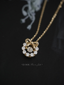 夏日微风 圣诞花环 灵动锆石925银金蝴蝶结项链锁骨小众通勤现货