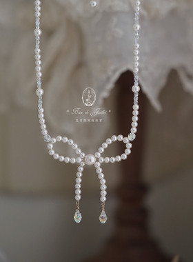 圆舞曲珍珠蝴蝶结项链小众包金