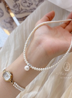 复古淡水珍珠项链锁骨小众