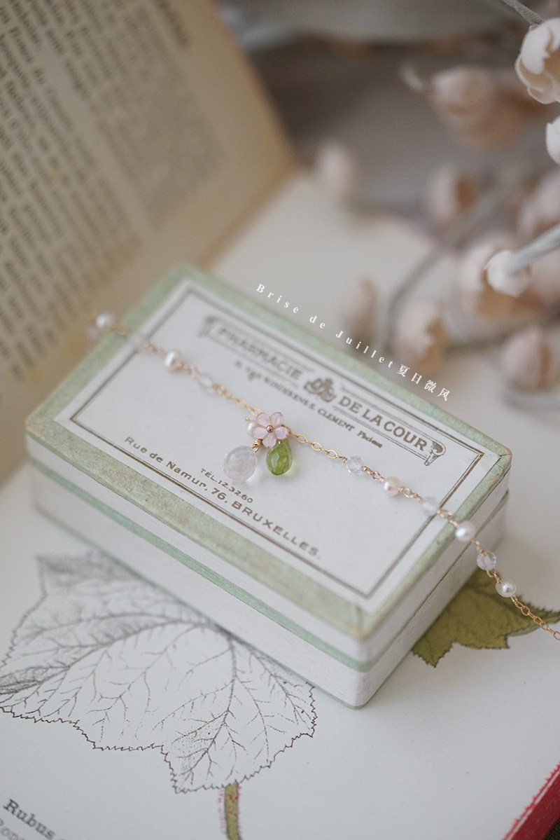 ＜夏日微风＞樱の梦项链。粉晶天然石樱花贝壳珍珠锁骨原创包金花,饰品/流行首饰/时尚饰品新,项链,淘宝优惠券,粉丝福利购,淘宝优惠卷