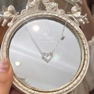 「夏日微风」千金之心 巨美925纯银锆石爱心项链小众ins通勤工厂