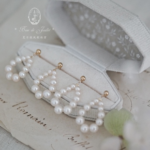 夏日微风 水滴形珍珠耳环钉夹美国包金气质精致小众高级ins 流珠