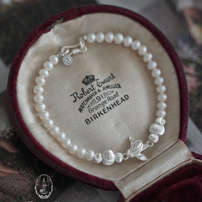 鸢尾花925纯银珍珠手链