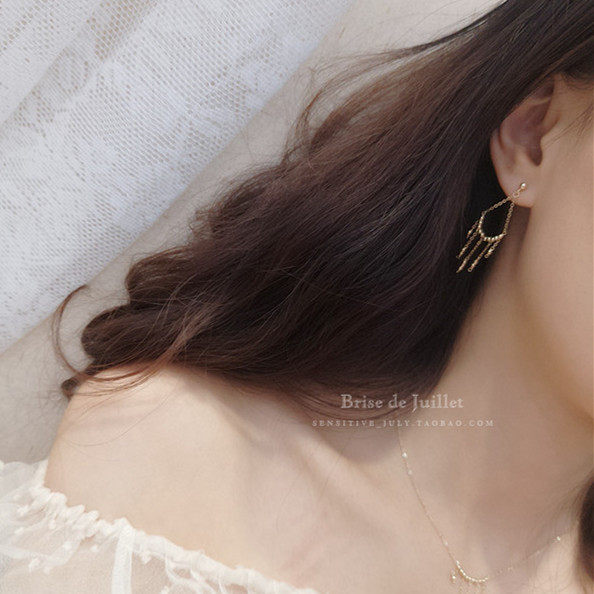 弯弯弧形流苏造型耳环~金珠元素欧美耳钉长款气质耳夹,饰品/流行首饰/时尚饰品新,耳环,淘宝优惠券,粉丝福利购,淘宝优惠卷