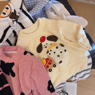 儿童半边绒睡衣亲子款 男女童保暖软糯卡通家居服宝宝 秋冬2025新款