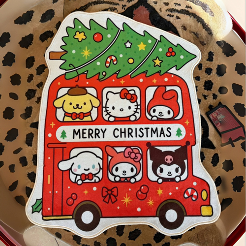 卡通可爱三丽鸥圣诞树巴士车地毯客厅卧室床边毯家用房间防滑地毯