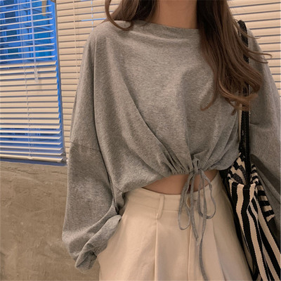 长袖T恤宽松jazz爵士露脐上衣