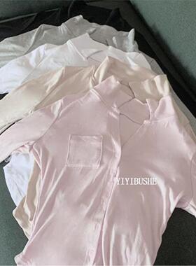 当天发 51STUDIO自制 LZ169超美性感 女人味白色修身小开衫T恤sr