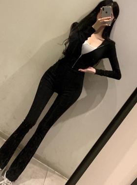 当天发 51STUDIO自制 QF182好看修身显瘦 连帽卫衣外套+休闲裤女