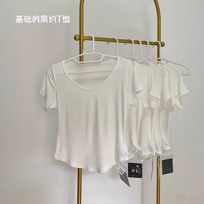 店主自留！！打底白t恤 2021新款V领基础款短袖透气纯色上衣女夏