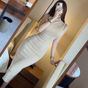 性感褶皱设计显身材无袖 QM182优雅女人味 连衣裙ir 正品 韩国代购