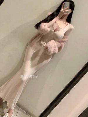 当天发 51STUDIO自制 GT013女人味 显胸开衫t恤长款鱼尾裙套装ik