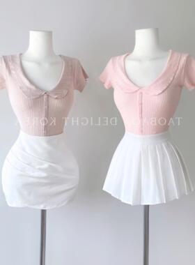 现货~51STUDIO自制 可爱又性感显身材紧身圆领短袖T恤（6色）