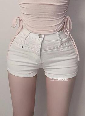 51STUDIO自制 LX213长腿不是梦~性感显瘦高腰奶白色丰胯短裤bm