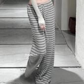 显瘦百搭松紧高腰条纹阔腿休闲裤 51STUDIO自制 MV583慵懒随意
