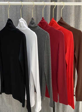 当天发 韩国正品 红打底再来一年 妖红色高领修身打底衫INS网红款