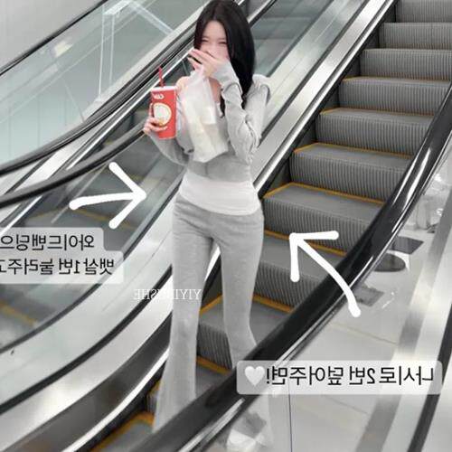 现货~51STUDIO自制 GT089春季好看显瘦 连帽外套微喇休闲裤套装