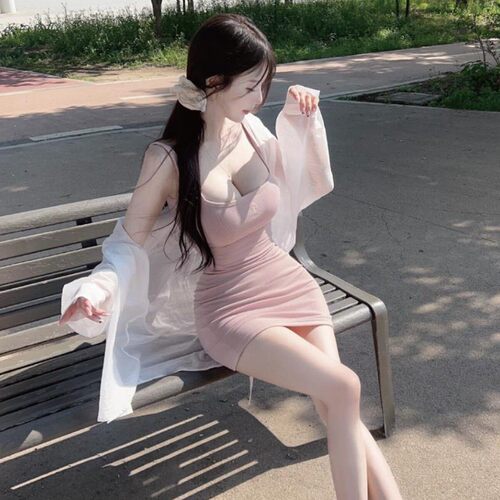 韩国性感紧身双面穿吊带背心连衣裙女夏季包臀裙子