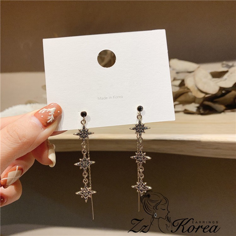 925银针韩国东大门女水钻显脸瘦