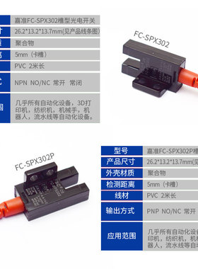嘉准F&C槽型光电开关FC-SPX302替代EE-SX676-WR感应器PM-F45松下