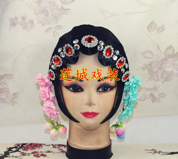 戏曲戏剧京剧头饰头套仿真贴片头饰 青衣花旦头饰头套凤冠底帽