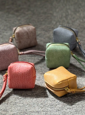 mbox雾蜡牛皮新款零钱包手拎耳机口红硬币收纳零钱包迷你手工小包