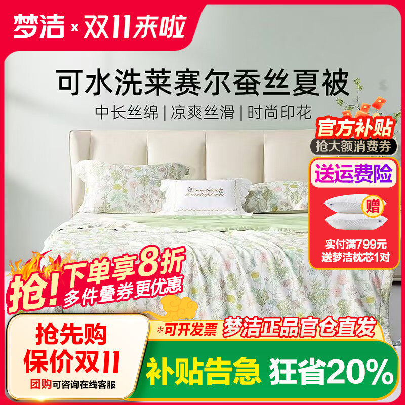 梦洁新品天丝莱赛尔蚕丝被可水洗凉感被芯夏凉被空调被杜乐丽花园